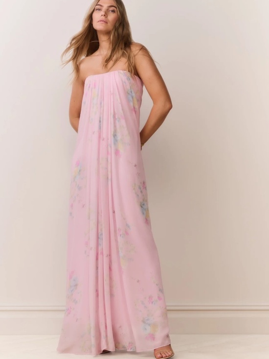 LoveShackFancy Dresses & Skirts - LoveShackFancy Emara Strapless Floral Chiffon Gown